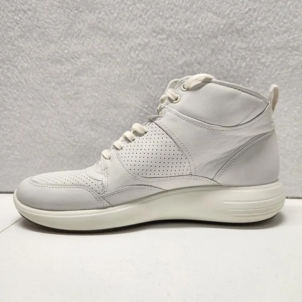 Ecco Leather Soft 7 Runner High-Top Trainers Sneakers White Women's Size 11 NWOT